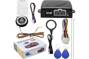 VIKKSAER Smart RFID Engine Push Button Start Kit & Keyless Start System,Key Start Car Upgrade to One Touch Start Car, Suitable for Most DC12V Cars