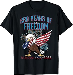 250 Years Freedom Eagle Dab 250th Anniversary USA Boys Kids T-Shirt