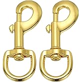 PATIKIL 2Pcs Flag Swivel Snap Clips, 3.2 Inch Heavy Duty Alloy Flag Pole Snaps Hooks Stainless Flagpole Accessories for Rope Hardware Key Chain Leash Leather Craft, Gold Tone