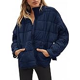 Aiopr Women's Oversized Lightweight Down Coat Long Sleeve Zip Packable Short Puffer Jackets