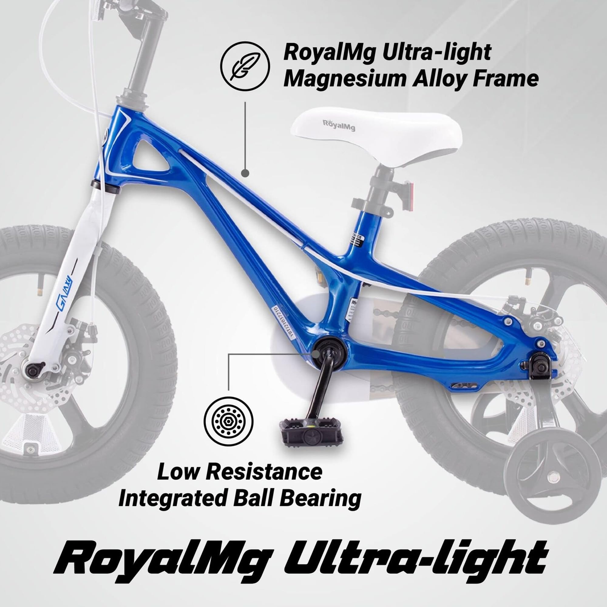 RoyalBaby Space Kids Bike 14 16 18 Inch Mg Aluminium Alloy Boys Girls Bicycle Ages 3-9 Years Disc Brakes Dual Handle Brakes Training Wheel Options