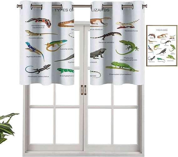 Hiiiman Cortina opaca con ojales, diseño de familia de lagartos