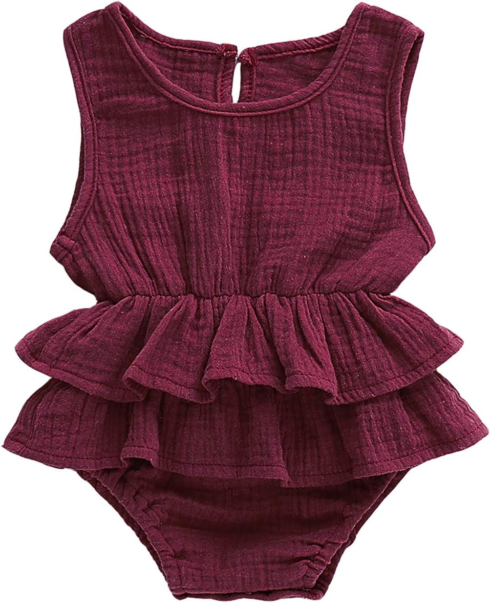Urkutoba Infant Baby Girl Sleeveless Romper Bodysuits Cotton Fibre Flutter Sleeve One-Piece Romper Jumpsuit Outfits