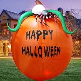 6Ft Giant Inflatable Pumpkin, Halloween Outdoor Decoration | Blow Up Pumpkin With a Spider, Built-in LED Lights, pumpkin inflatable halloween, Quick inflate , Perfect for yard &amp; garden