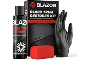BLAZON Black Trim Restorer – Dye-Infused Plastic Restorer for Faded Exterior Trim, Deep Black Finish, Scratch Correction, Lon