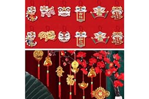 LOONELO 23Pcs Chinese New Year Hanging Ornaments,2024 Spring Festival Traditional Lucky Hanging Pendant,Chinese New Year Decorations for New Year Home Office Car Trees