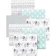 Little Treasure Hudson Baby Cotton Poly Flannel Receiving Blankets Multipack, Grey Elephant, 30x30 inches