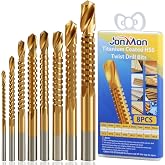 JONMON 8 Pack 3-10mm Titanium Coated HSS Twist Drill Bits Set | Serrated Drilling Grooving Side Cutting Drill Bit, Woodworking Hole Enlarging Tools for Wood, Plastic, Aluminum, Thin Metal