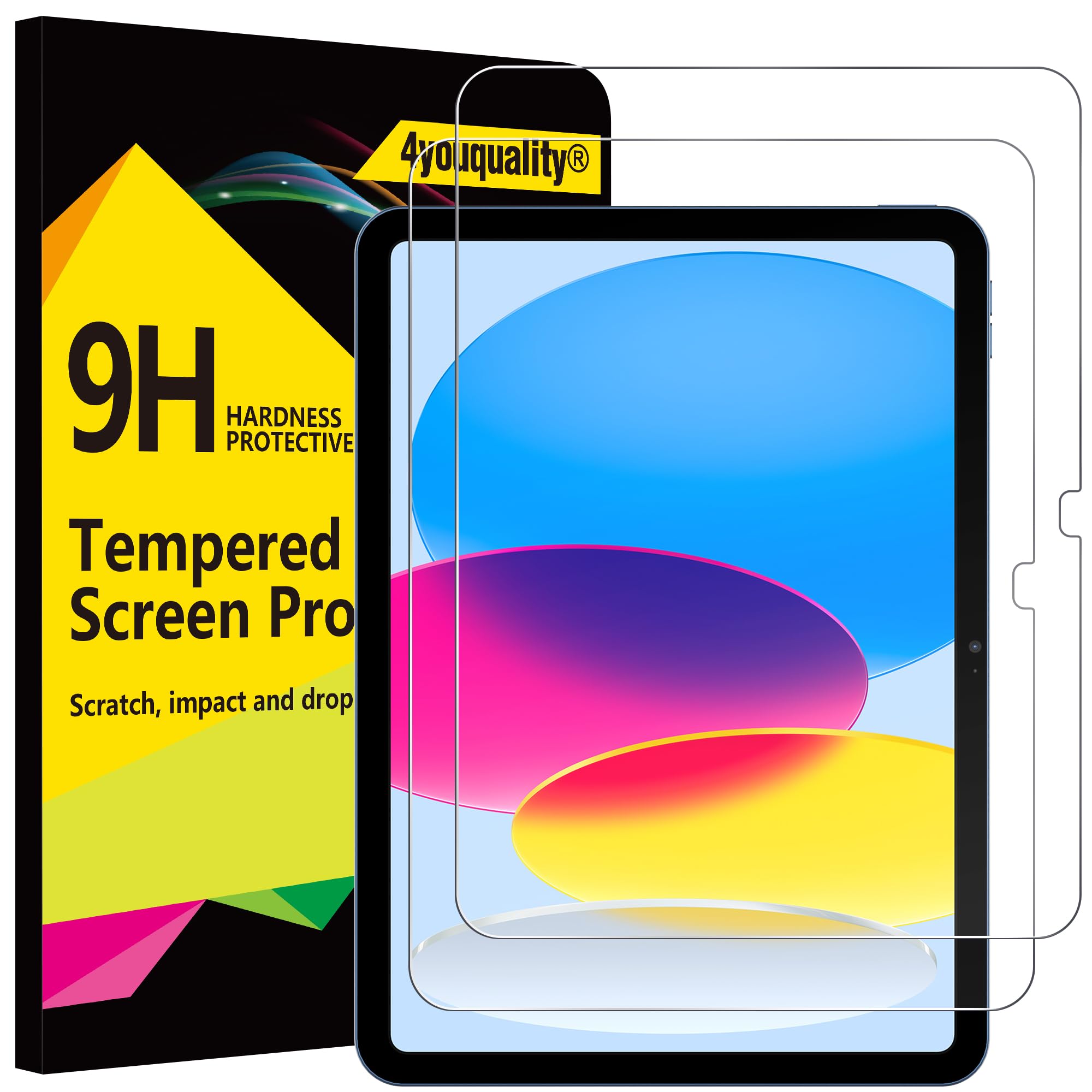 4youquality [2-Pack Screen Protector for iPad (A16) 11th / 10th Generation (2025/2022) (iPad 11 & 10), Tempered Glass Film, Anti-Scratch, Impact-Resistant