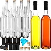 DHSBTLS 10 Pack 25 oz/ 750 ml Clear Glass Bottles with Cork Lids & Seal Shrink Capsules Caps, Home Brewing Wine& Juicing Bott
