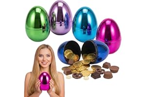 6 Count 6 Inch Jumbo Easter Eggs, Extra Large Plastic Decor Eggs​ with Metallic Finish, Openable Easter Basket Fillers​ for K