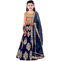 Suppar Sleave Girl's Tafetta silk Semi-Stitched girl's Lehenga Choli for 9-14 Year Girls