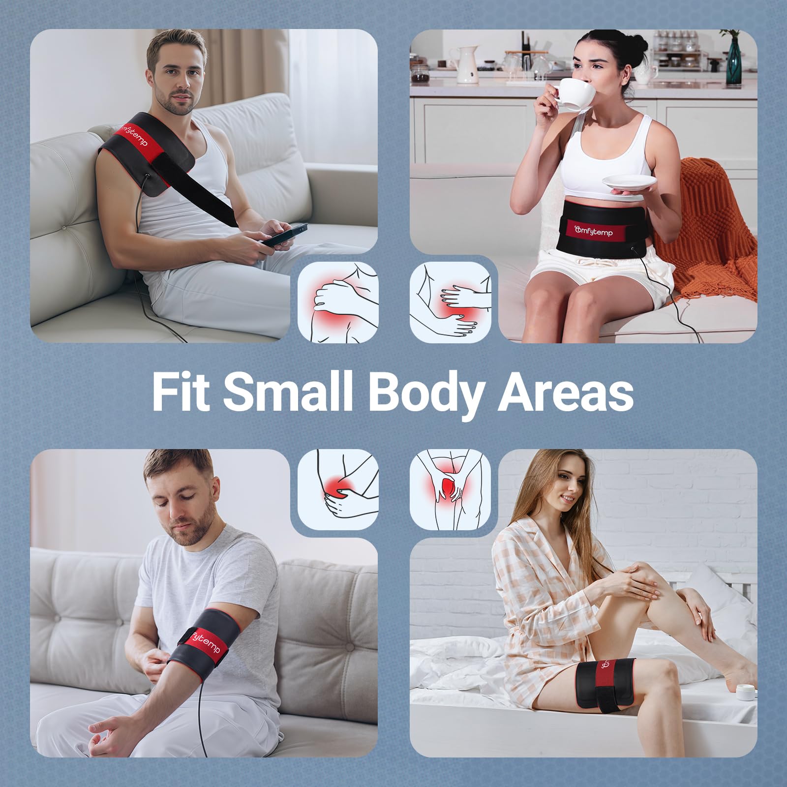 Comfytemp Red Light Therapy for Body, 14.4'' x 6.1'' Near Infrared Light Therapy Wrap with Soft Lycra, FSA Eligible HSA Flexible Light Pad for Back Waist Belly Knee Joint Muscle Pain Relief (Corded)