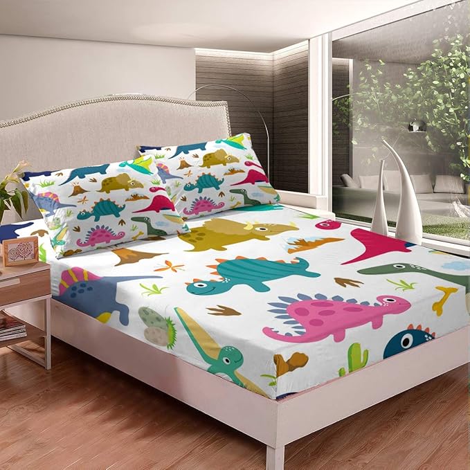 Feelyou Kids Dinosaur Bed Sheet Set Boys Girls Cartoon