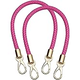 uxcell Leather Purse Strap, 2Pcs 50cm/19.7" PU Braided Purse Replacement Handle for Women's Handbag Underarm Bag Tote (Fuchsia)