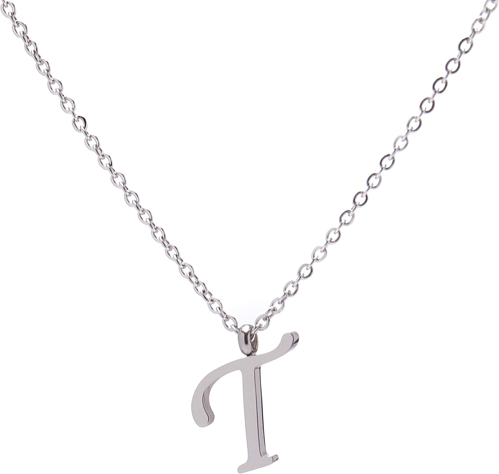 Bivei Initial Letter Necklace Alphabet Name Stainless Steel Jewelry Men/Women Personalized Groomsman Bridesmaid Gift Wedding 18‘’