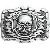 WALEOO Western Cowboy Belt Buckle for Men, Ghost Skeleton Skull Belt Buckle Gifts for Men Halloween Costume