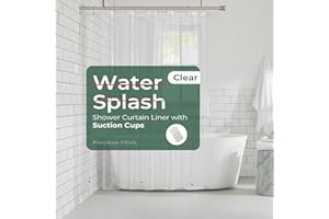 HARBOREST Clear Shower Curtain Liner with Side Suction Cups, 72 x 72 Premium PEVA Lightweight Plastic Shower Liner with 3 Magnets, Waterproof Bathroom Curtain