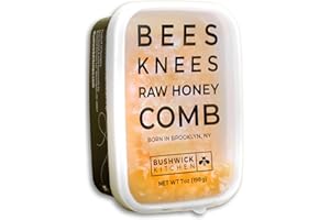 BUSHWICK KITCHEN Bees Knees Raw Honeycomb, All Natural Acacia Honey Combs, Raw, Edible, Sweet & Delicious, Double Sealed Packaging for Freshness, 7oz