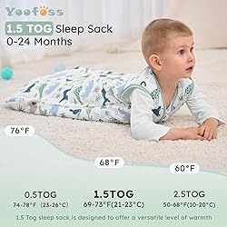 Yoofoss Baby Sleep Sack 0-6 Months, 1.5 Tog Baby
