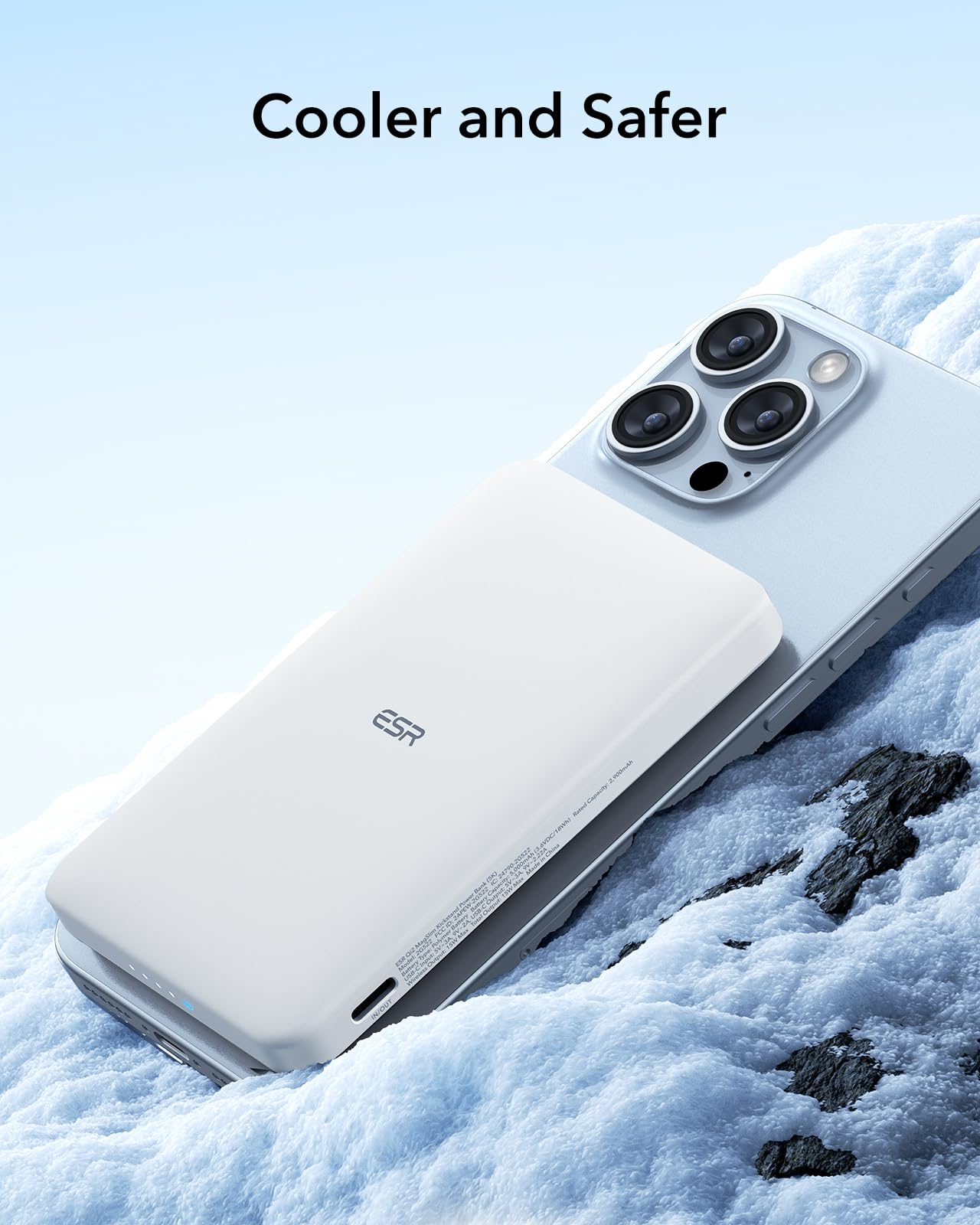 ESR 15 W zertifiziertes MagSafe Power Bank, 5.000mAh 15W schnelles tragbares Ladegerät, 1,4 cm kompakte Powerbank, MagSafe Ladegerät mit USB-C Kabel für iPhone 17/16/15/14/13/12/Google Pixel 10, Weiß 6