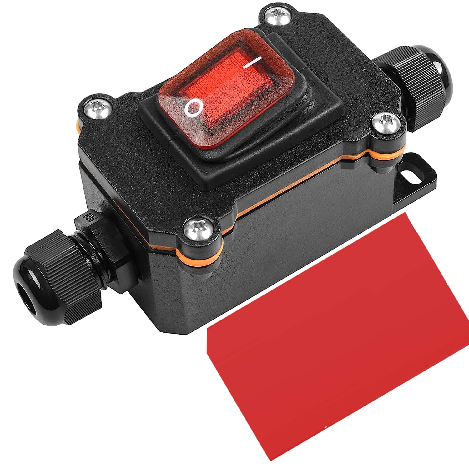 Gebildet Inline Cord Switch DPST Rocker Switch IP66 Waterproof, 20A-12VDC /16A-24VDC/20A-125VAC/16A-250VAC, Open Double Hole Waterproof Box Two-Side Entry (Red Led)(Patent No.-015058842)
