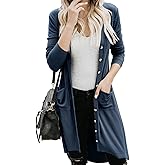 Alaster Queen Women’s Open Front Cardigan Button Down High Low Hem Knitted Cardigan Outwear with Pockets