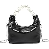 Pearl Handle Evening Clutch Purse for Women - Stylish Small Top Handle Handbags with Detachable Chain Strap for Wedding Party | Stylish, Small, Top Handle, with Detachable Chain Strap, for Wedding Party