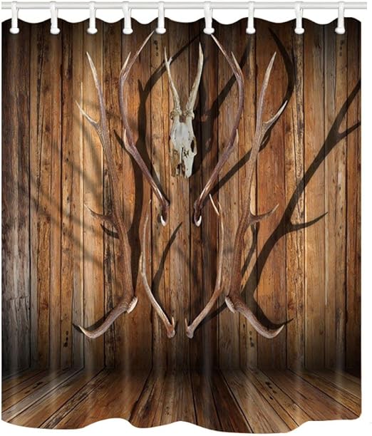 Amazon Com Jawo Antlers Shower Curtain Vintage Rustic Country