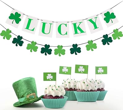 Amazon Com Whaline St Patrick Shamrock Lucky Garland Banner Felt
