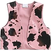 XRTBMN Toddler Boy Girl Western Vest vintage PU Leather Open Front Jacket Sleeveless Waistcoat Cow Print Cardigan Outwear