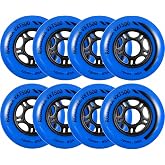 Rollerex VXT500 Inline Skate Wheels (8-Pack) (Various Size &amp; Color Options Available) -Indoor Outdoor- Intended for Roller Blade Wheel Replacement