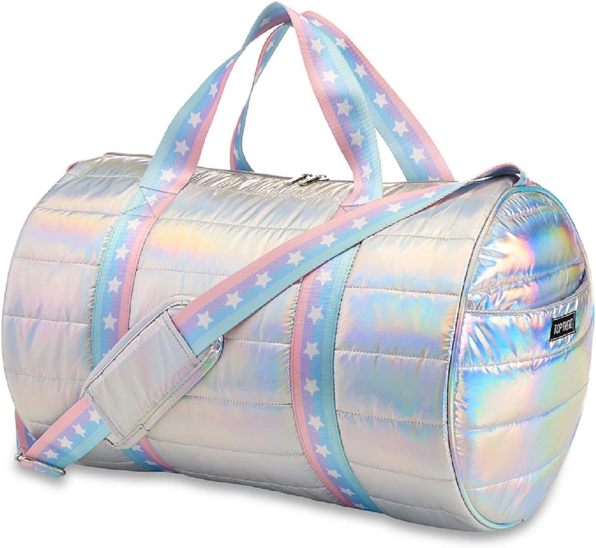 iridescent duffle bag