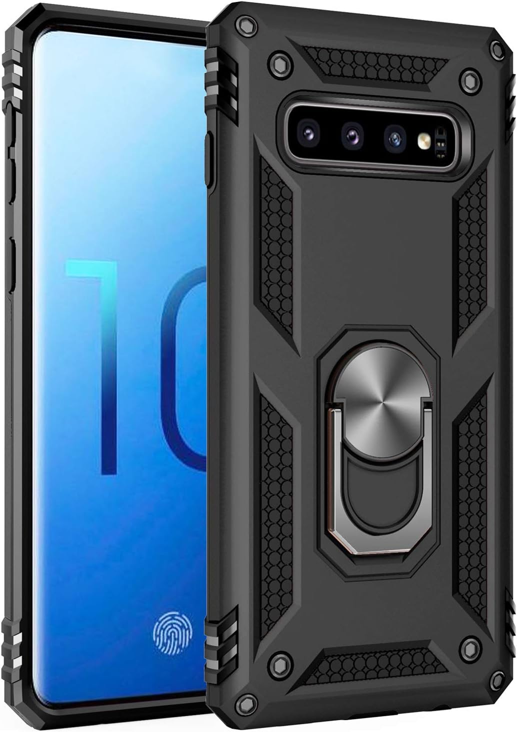 Samsung S10 Case Ring Kickstand Screen Camera Protection Black