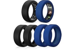 POLYJOY 6 Pack Ring Protector Compatible with Oura Ring Gen 3/SAMSUNG Galaxy Ring/ULTRAHUMAN Ring AIR/RingConn, Silicone Ring Cover Working Out Accessories Men Women-3Black+3Blue-M for 11 12 13 14