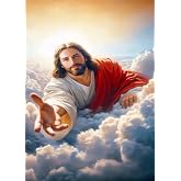 Jesus Diamond Art Kits for Adults, DIY 5D Religious Diamond Painting Kits for Beginners, Round Full Drill Diamond Dots Paintings,Diamonds Pictures Gem Art for Adults Crafts Home Decor 12x16 Inch