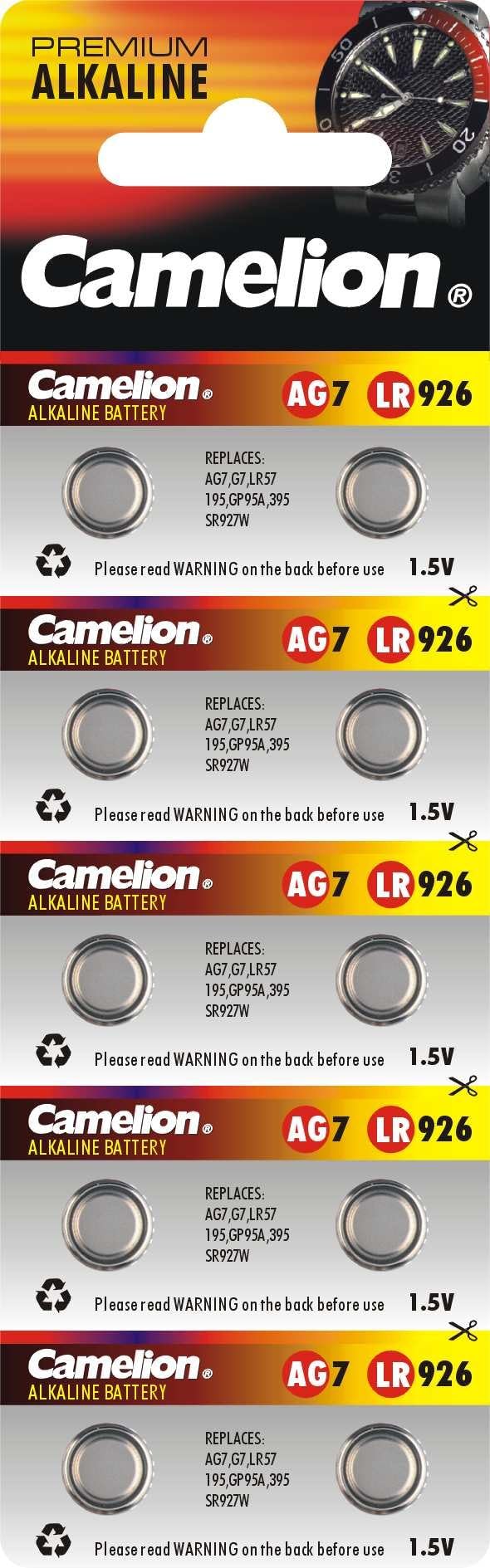 CAMELION AG7 LR57 BUTTON CELL BATTERIES PaCK OF 10 195 395 GP91A SR927W