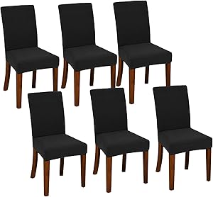 Chair Covers for Dining Room Set of 6 Black Stretch Slipcovers Chairs Covers Kitchen Chair Covers