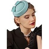 Cizoe Fascinator Hats for Women 20s 50s Vintage Pillbox Hat Kentucky Derby Fascinators Flower Veil Wedding Tea Party Hat
