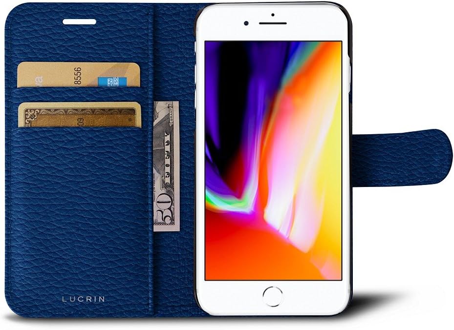 Lucrin - iPhone SE Wallet Case - Royal Blue - Granulated Leather