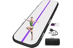 LVAOSTT Gymnastics Air Mat Tumbling Mat 13ft/16ft/20ft Tumble Track, Inflatable Tumbling Mat 4/8 inch Thickness Gymnastics Air Training Mats with Electric Air Pump for Home Use/Tumbing Meditation/Cheerleading/Water Use