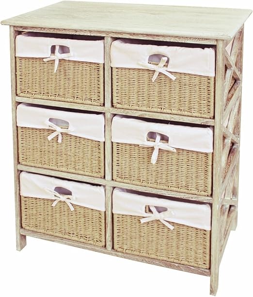 Empire Eiche Hell Schlafzimmer 6 Kommode Schublade Mais Korbe Stauraum Holz Schrank Badezimmer Organizer Amazon De Kuche Haushalt