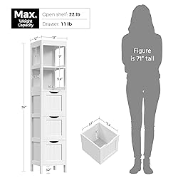 Yaheetech Bathroom Tall Cabinet, Slim Storage