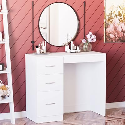 Vida Designs 3 Drawer Dressing Table Vanity Desk White Riano Bedroom