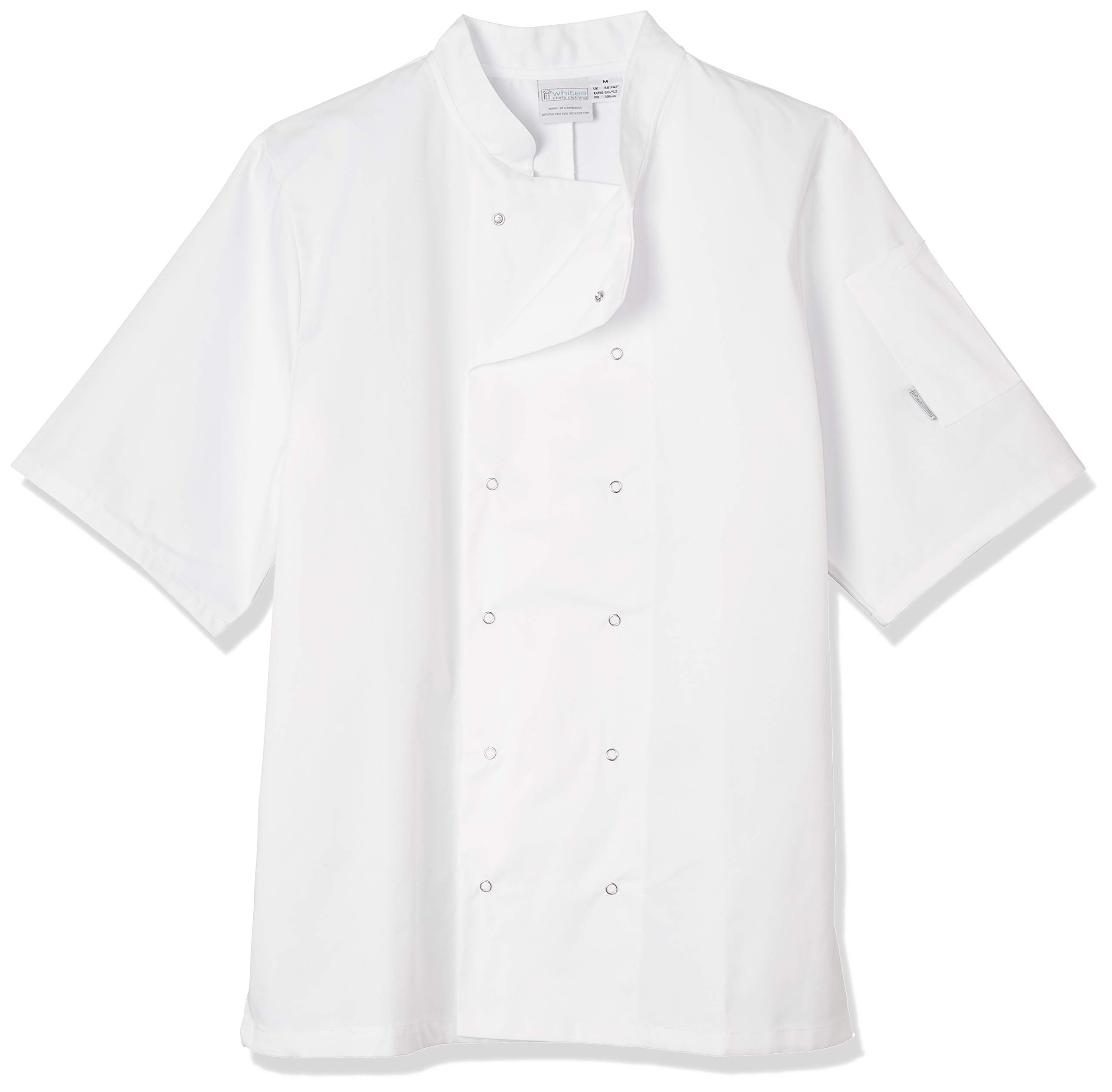 Whites Chefs Clothing A211-M Whites Vegas Short Sleeve Chefs Jacket, White, Medium