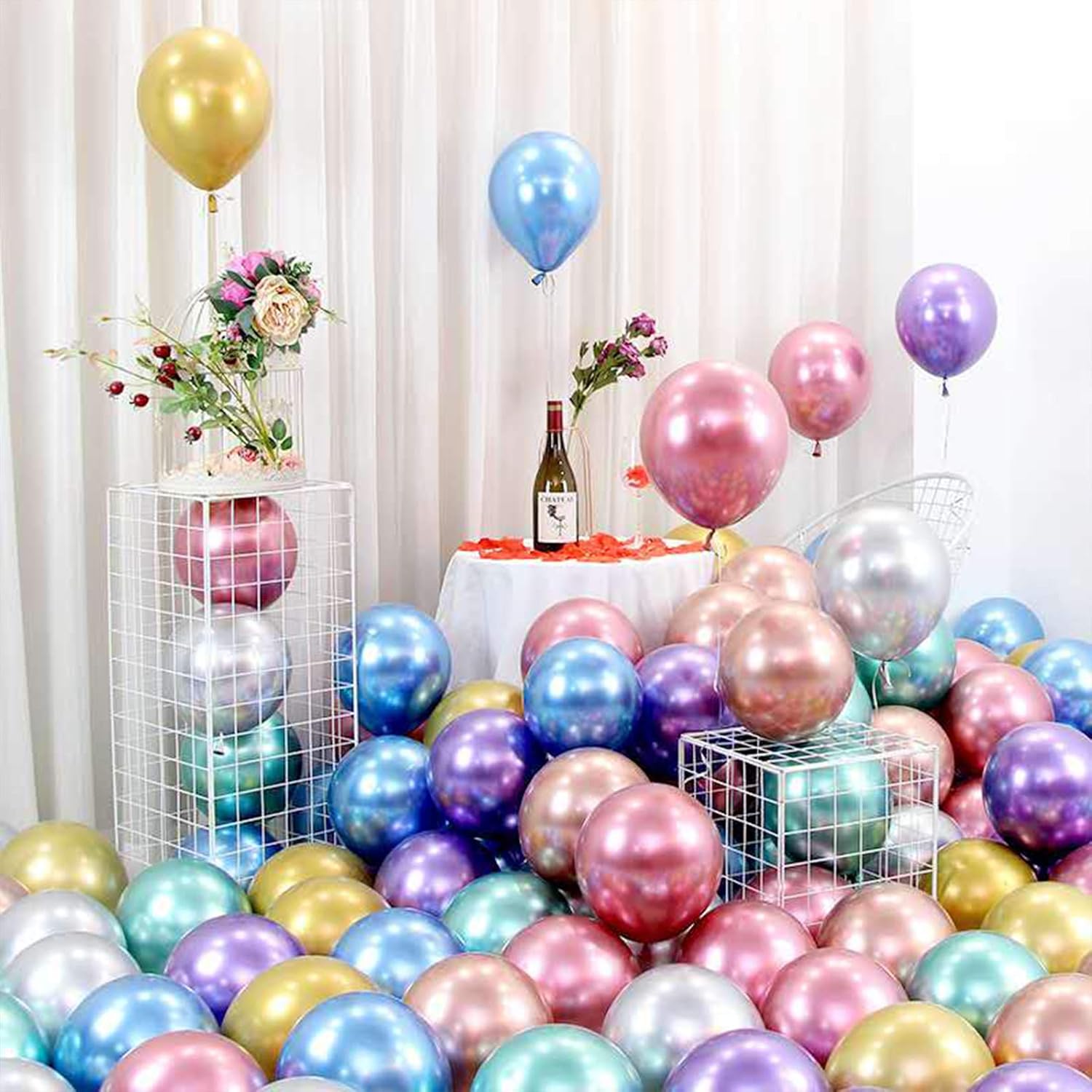 ODDEL 12 Inch Metallic Balloons, 100 Pcs Balloons Bulk with