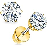 Limerencia Moissanite Stud Earrings G23 Titanium Hypoallergenic Screw Back Moissanite Earrings D Color VVS1 Clarity Jewelry Gifts for Women Men 0.2CT-1.6CT