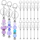 12/22/32/40/52 Pack Beadable Keychain Bars Blank DIY Beaded Keychains | Customized Beadable Keychains Bars Bulk Keychain Making Supplies for Women Man Jewelry Making Gift