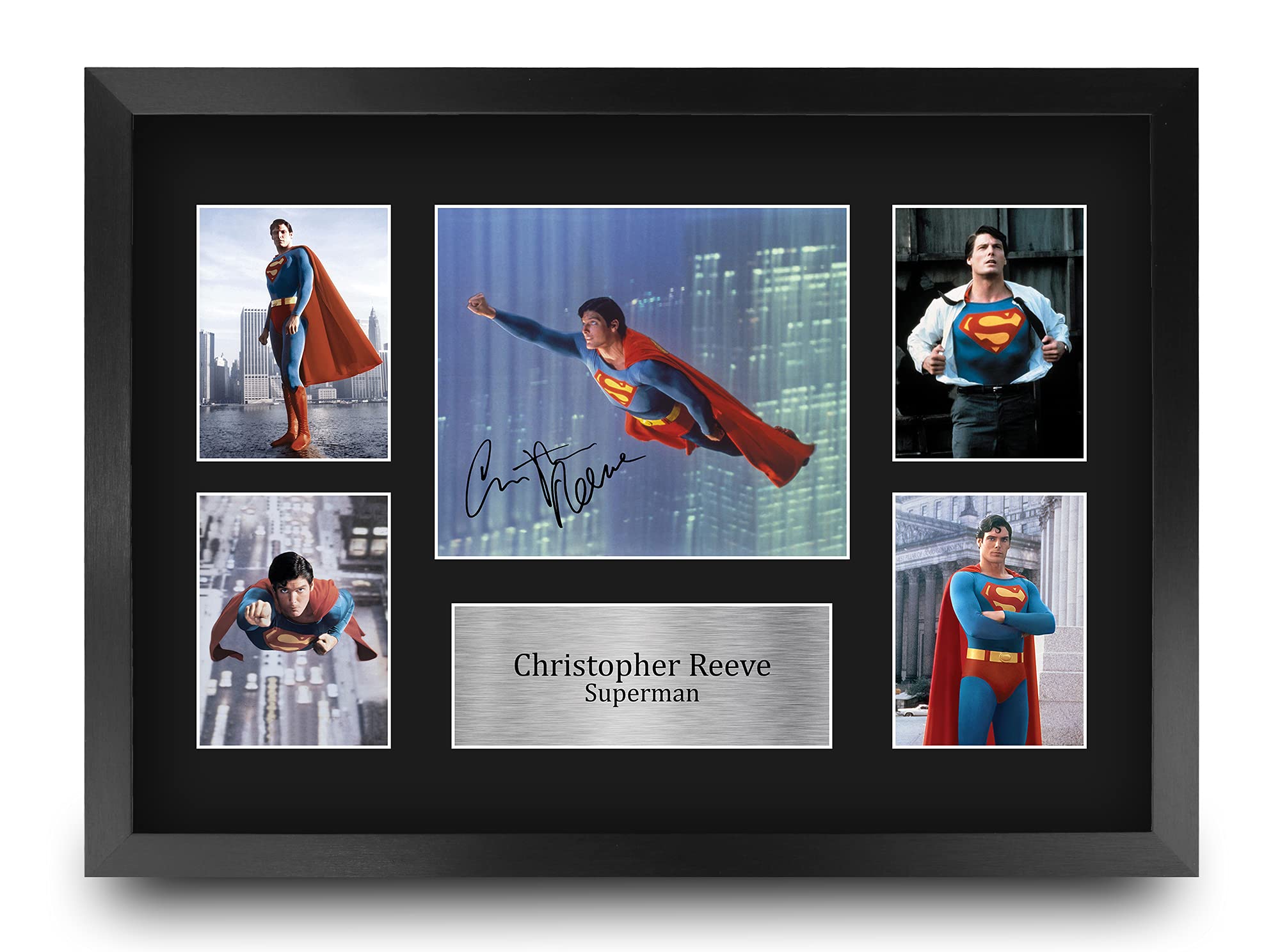 HWC Trading FR A3 Christopher Reeve Superman Gifts Printed Signed Autograph Picture Display for Movie Memorabilia Fans - A3 Framed