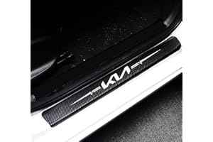 GODTERA 4Pcs Car Door Sill Protector Reflective 4D Carbon Fiber Sticker Decoration Door Entry Guard Door Sill Scuff Plate Stickers Accessories Compatible with KIA (White)